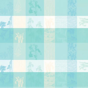 Nappe enduite Mille Iris d'eau aqua en coton antitaches