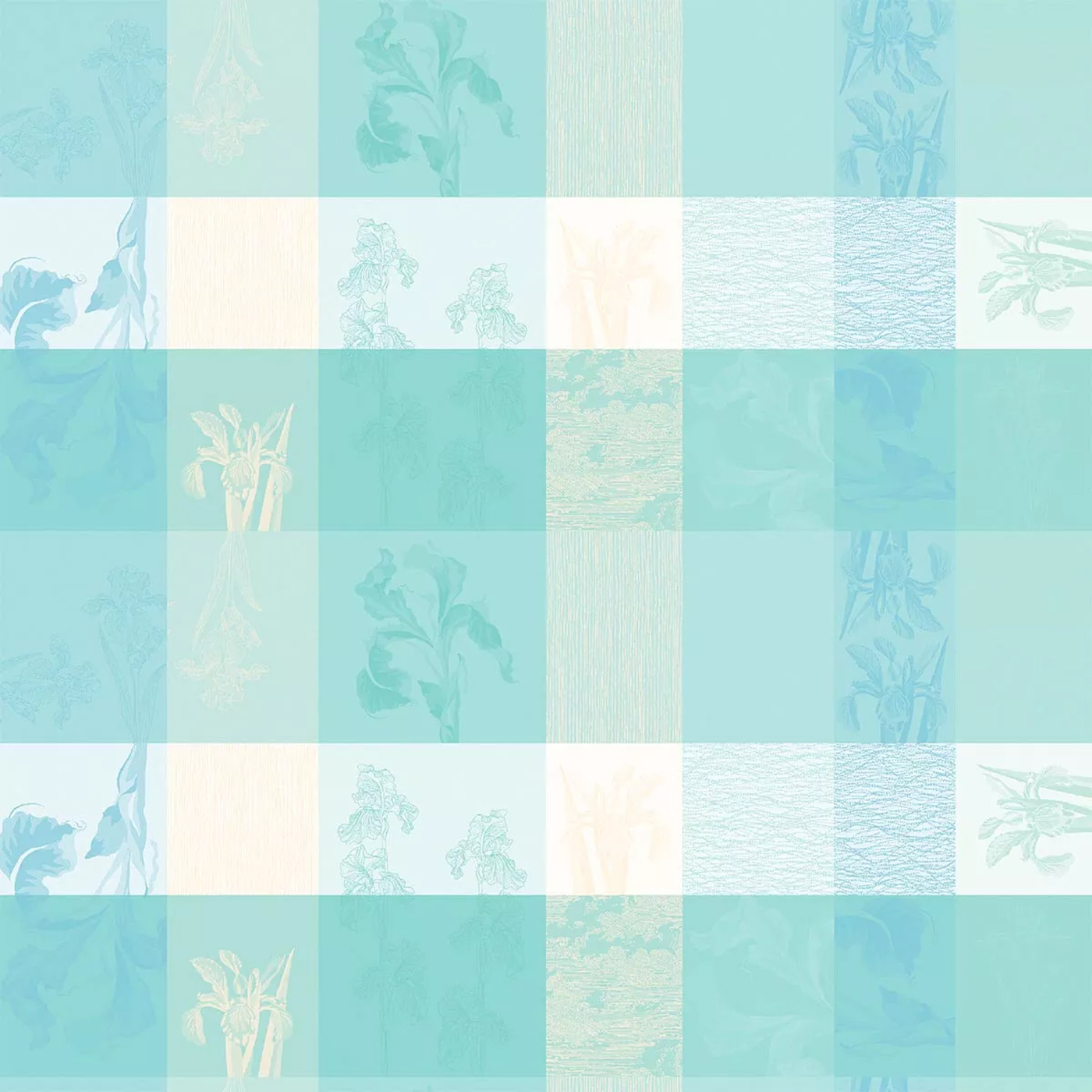 MILLE IRIS D'EAU AQUA Nappe enduite Mille Iris d'eau aqua en coton antitaches