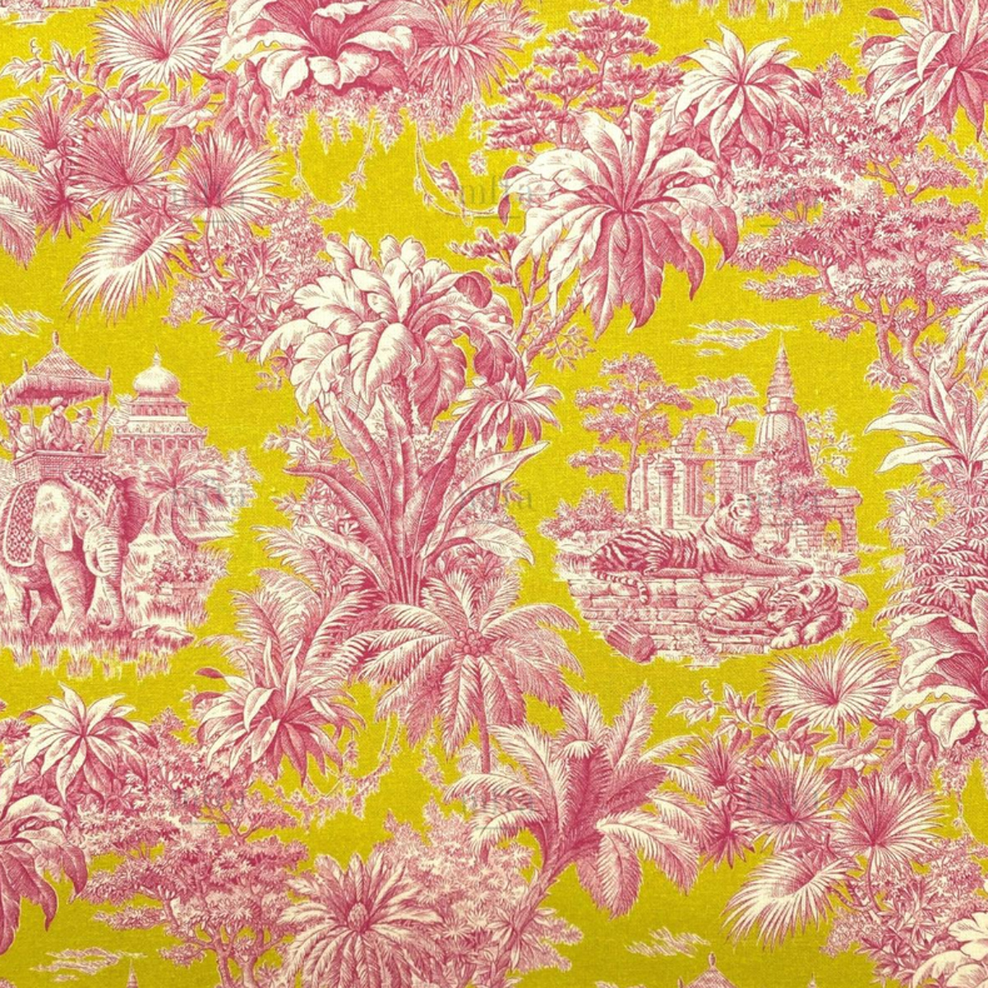 Toile cirée Mini Maharani rose/vert en 1m45