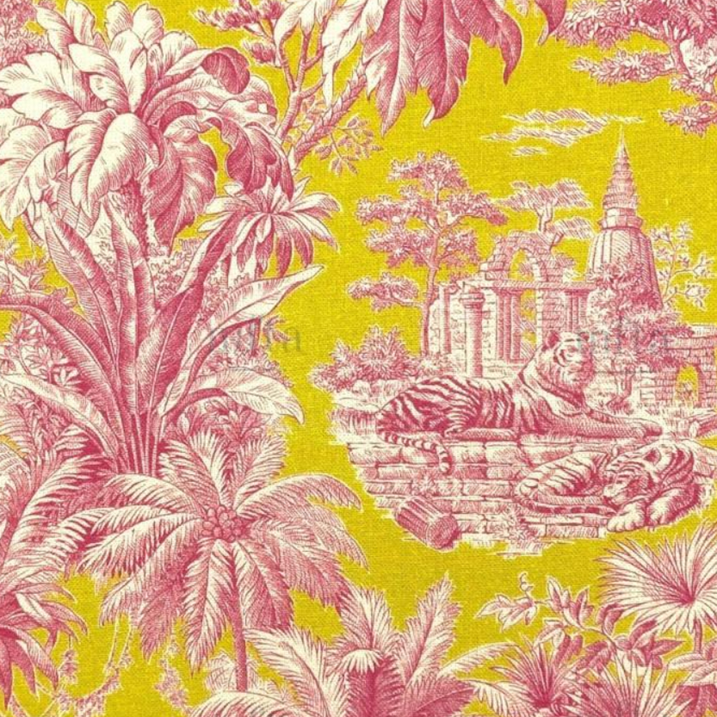 Toile cirée Mini Maharani rose/vert en 1m45 – Image 2